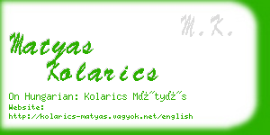 matyas kolarics business card